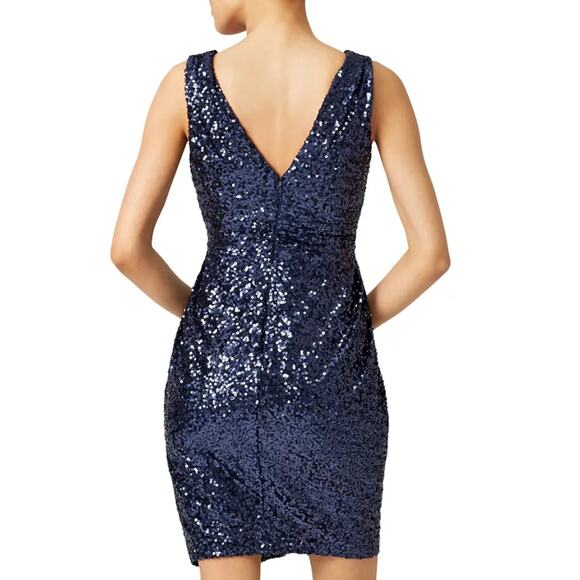 Badgley Mischka Midnight Blue Ombre Mini Dress Size 2 - Picture 3 of 5